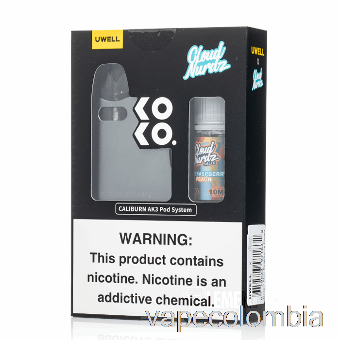 Vape Desechable Uwell X Dv Caliburn Ak3 Kit + 50 Mg Nic Salt [gris] Nube Nurdz - Melocotón Frambuesa Azul